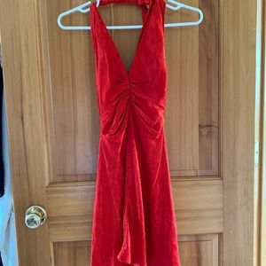 Zara Cinched Red Satin Mini Dress